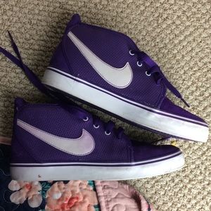 Nike royal purple high top swoosh